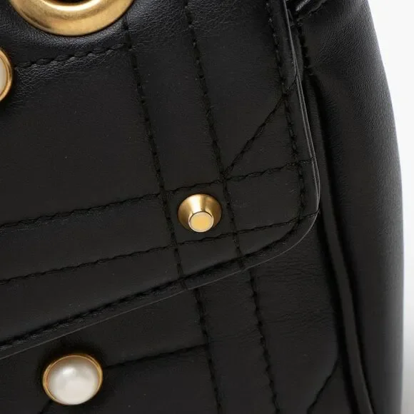 Gucci Matelasse Leather Pearl GG Marmont Small Flap Bag - Picture 11 of 15